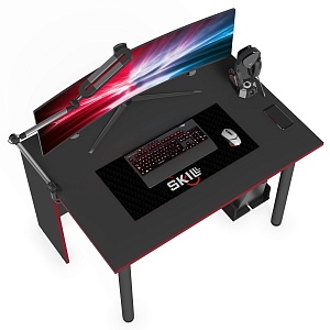 Игровой компьютерный стол SKILLL SSTG 1385.2, антрацит/красный, 1200х850х750 мм